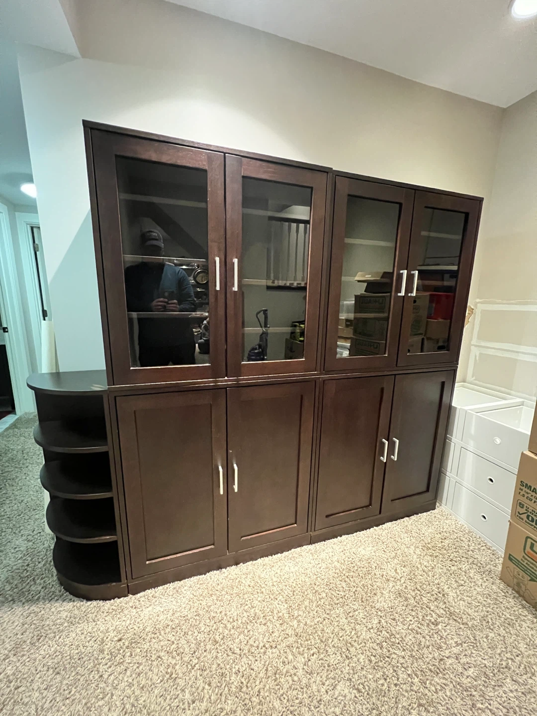 Brown Wooden Display Cabinet with Storage - photo 4