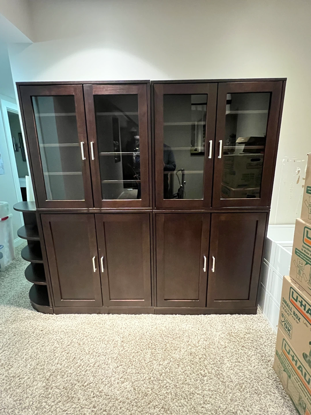 Brown Wooden Display Cabinet with Storage - photo 2