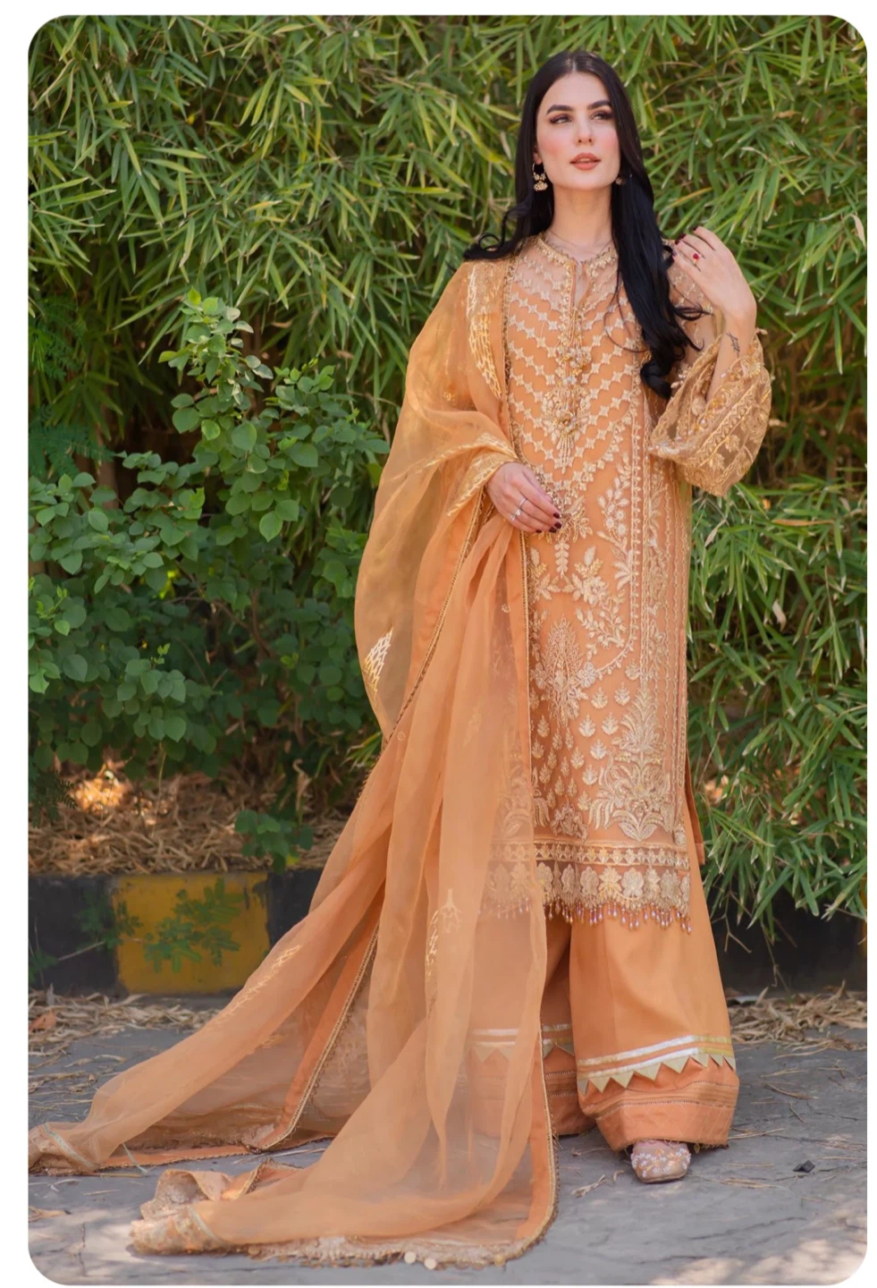 Gold Embroidered Salwar Kameez Suit