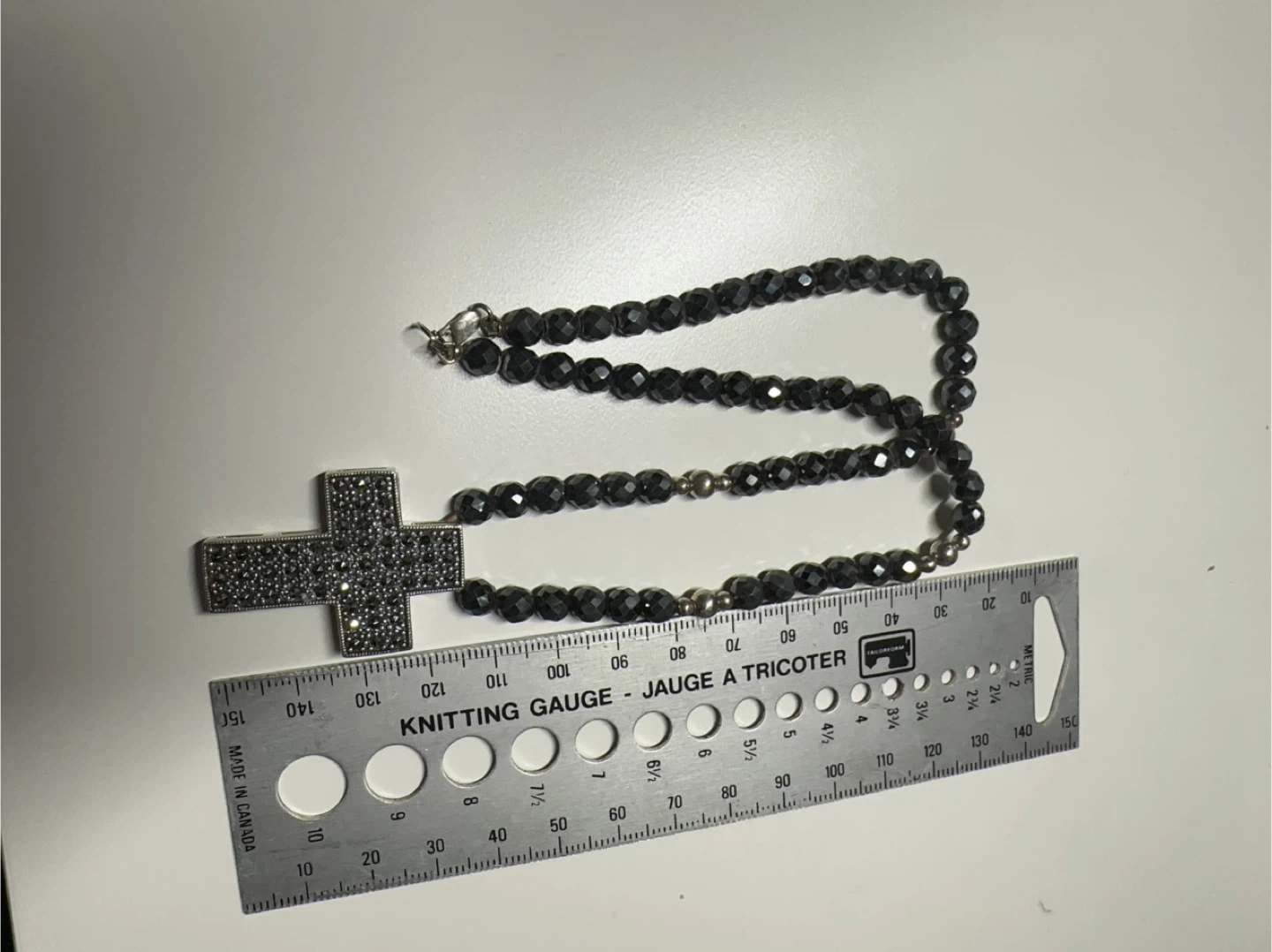 925 Sterling Silver Black CZ Cross Pendant Necklace - photo 2