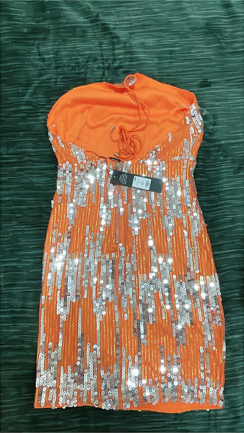 New Fashion Nova Orange Sequin Mini Dress - photo 4