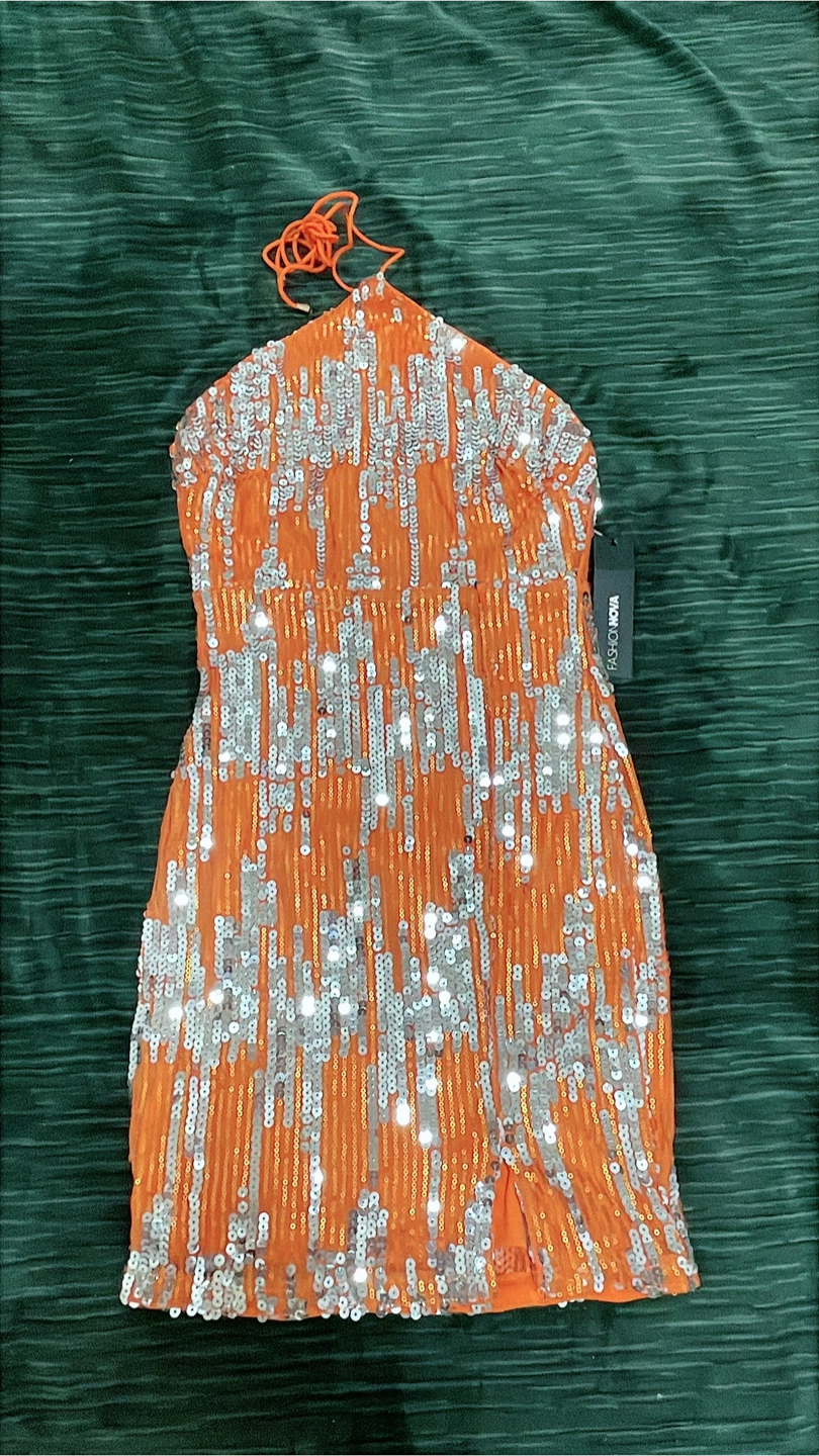 New Fashion Nova Orange Sequin Mini Dress - photo 2