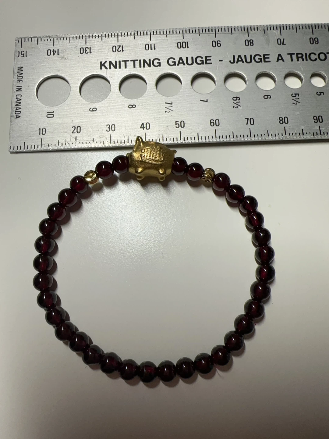 Pig Charm Feng Shui Wealth Garnet Bracelet - photo 2