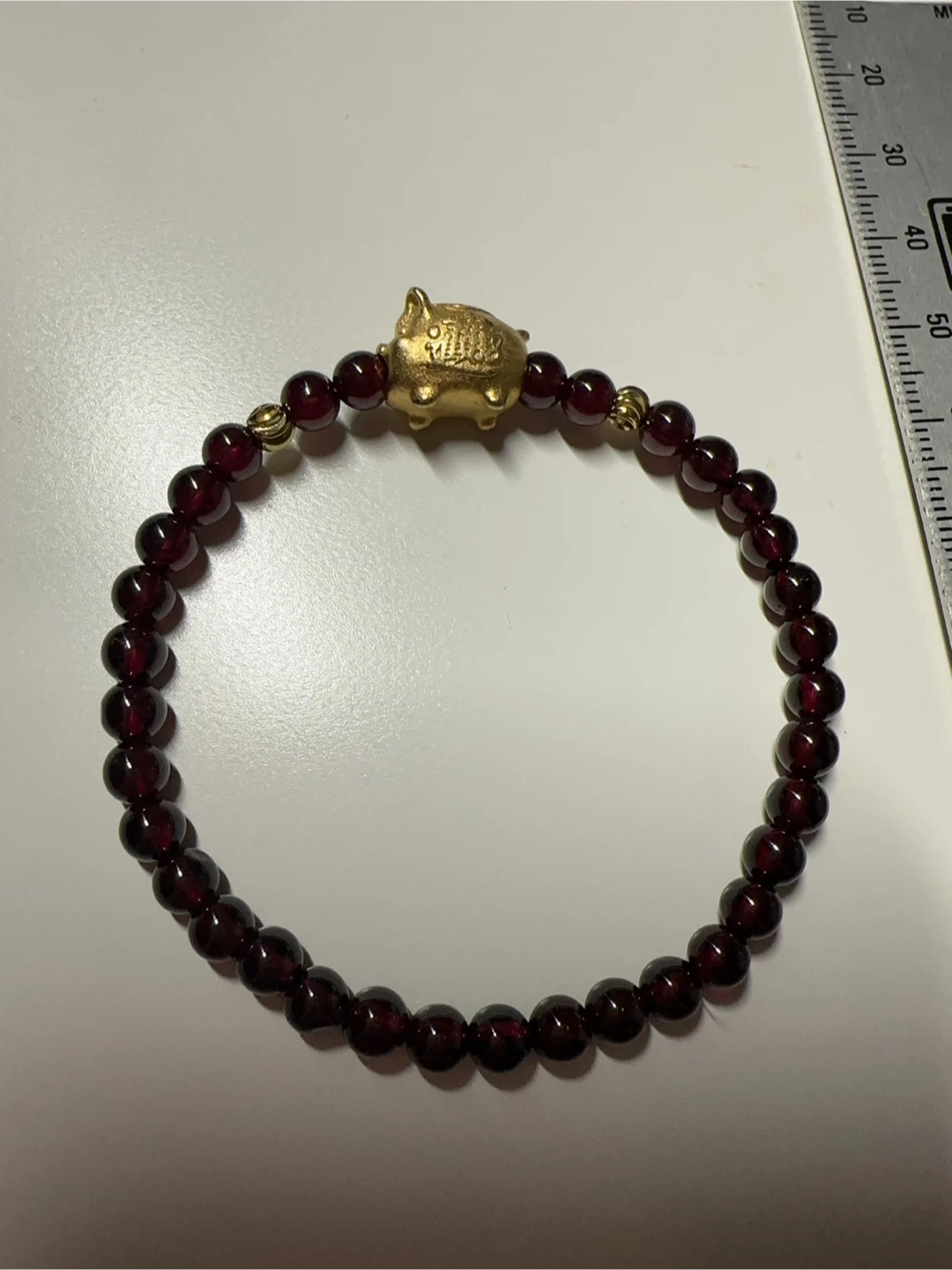 Pig Charm Feng Shui Wealth Garnet Bracelet
