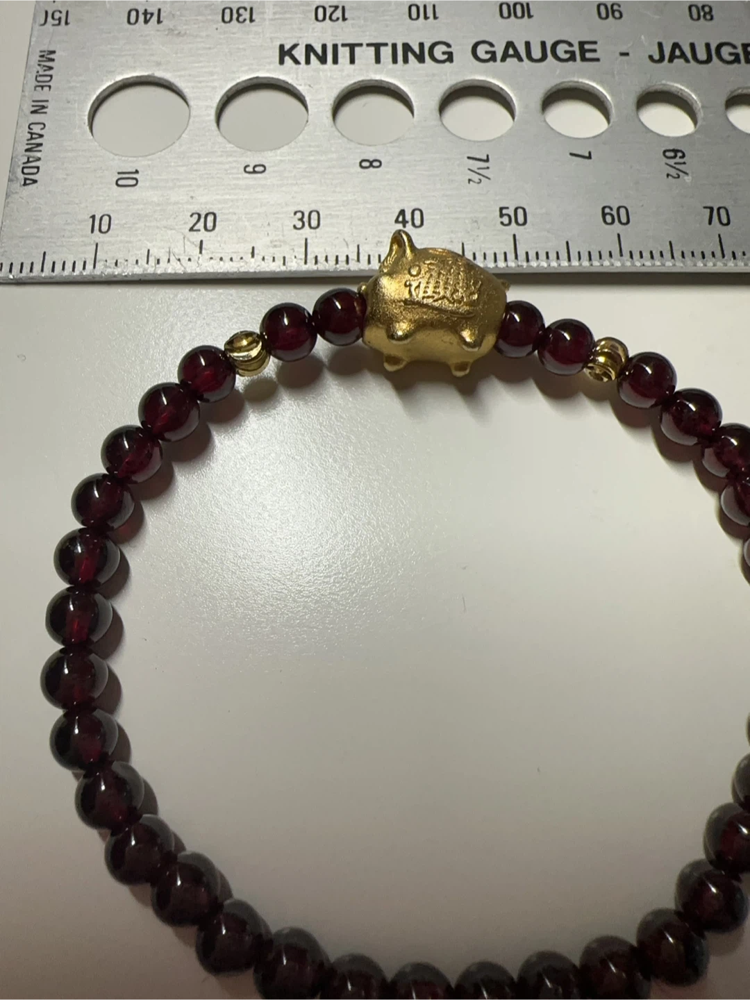 Pig Charm Feng Shui Wealth Garnet Bracelet - photo 3
