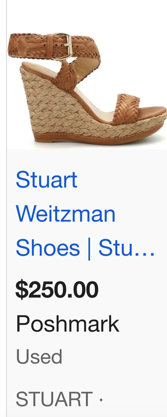 🥕Stuart Weitzman Brown Leather Espadrille Wedges - photo 5