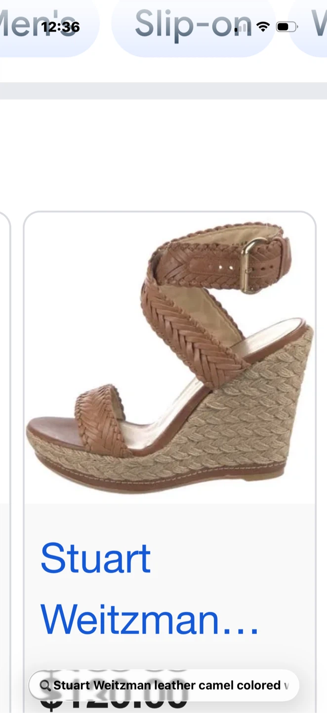🥕Stuart Weitzman Brown Leather Espadrille Wedges