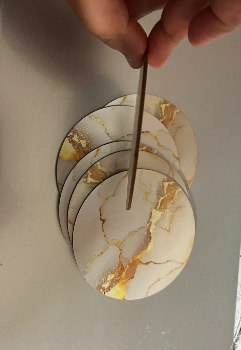 Marble & Gold Round Coasters (Set of 6) - photo 2