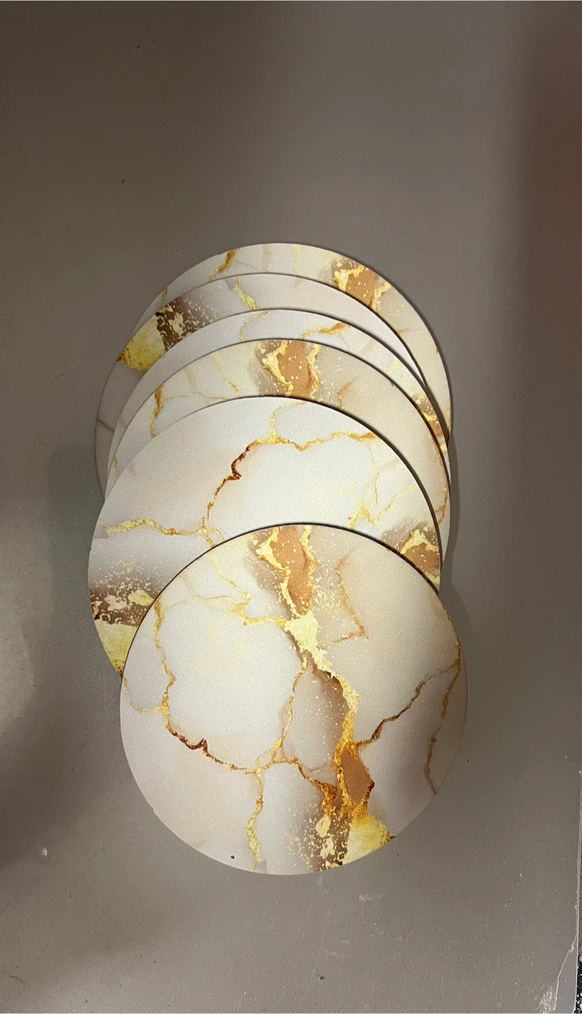 Marble & Gold Round Coasters (Set of 6)
