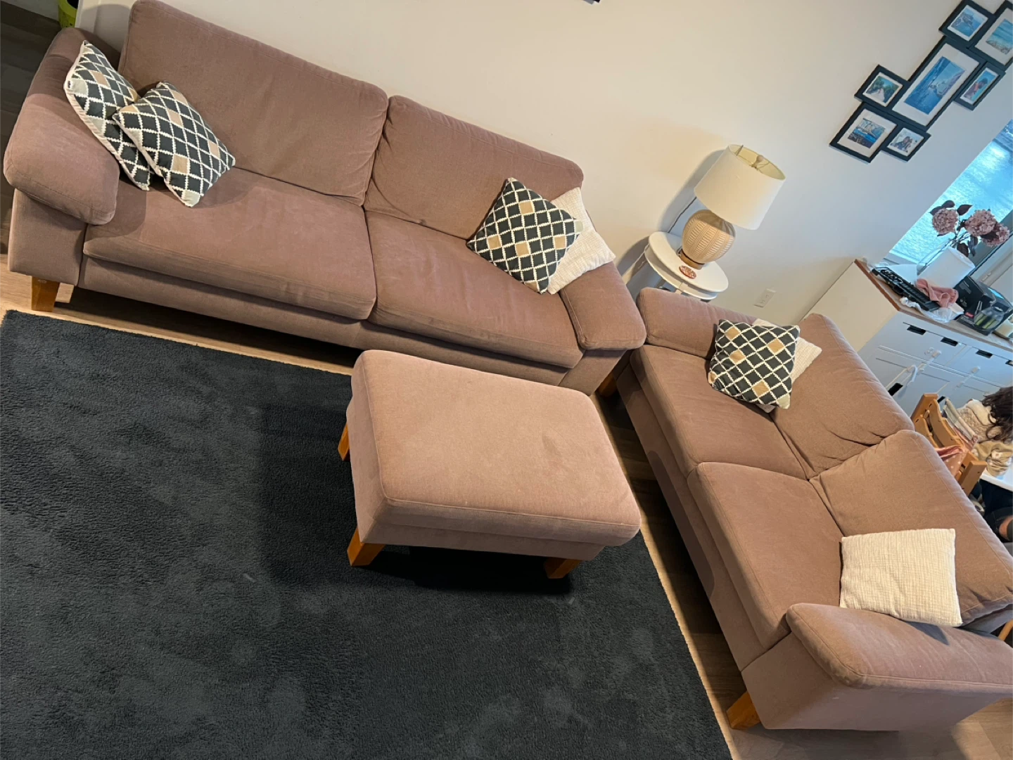 Light Brown Sofa and Ottoman Set - photo 3