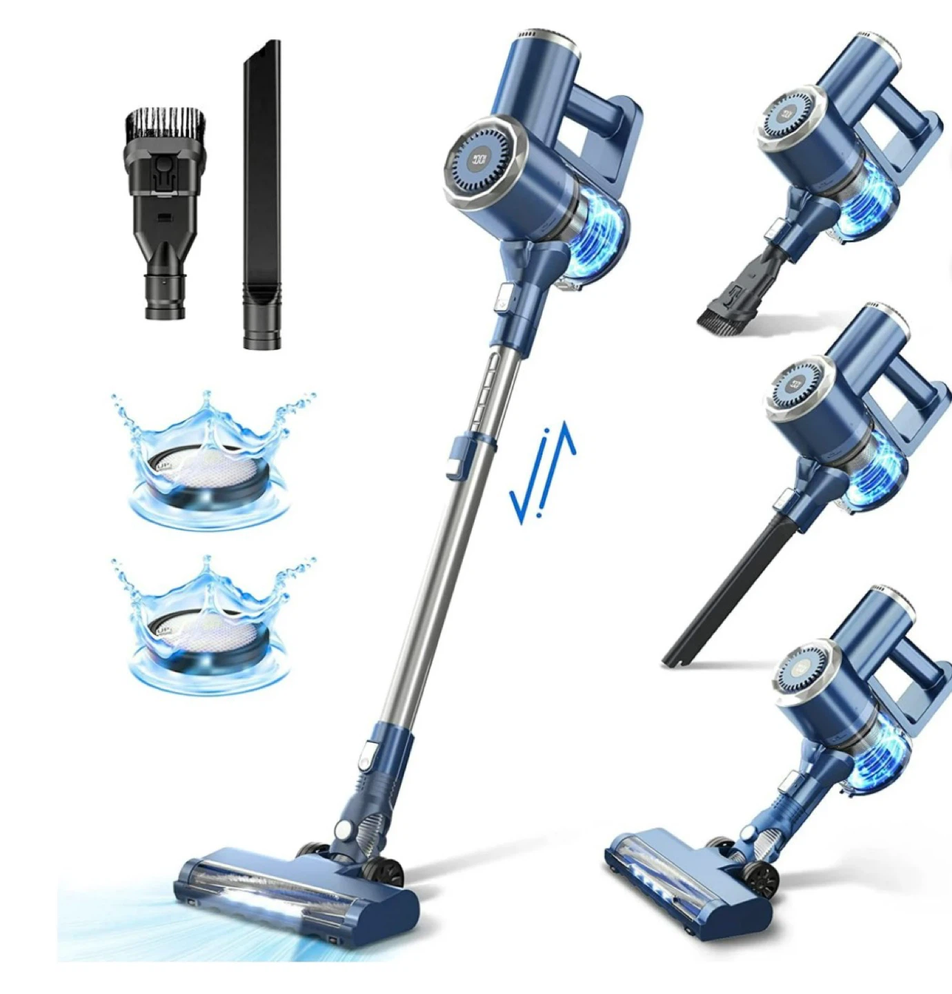 Prettycare Cordless Stick Vacuum Cleaner - Blue