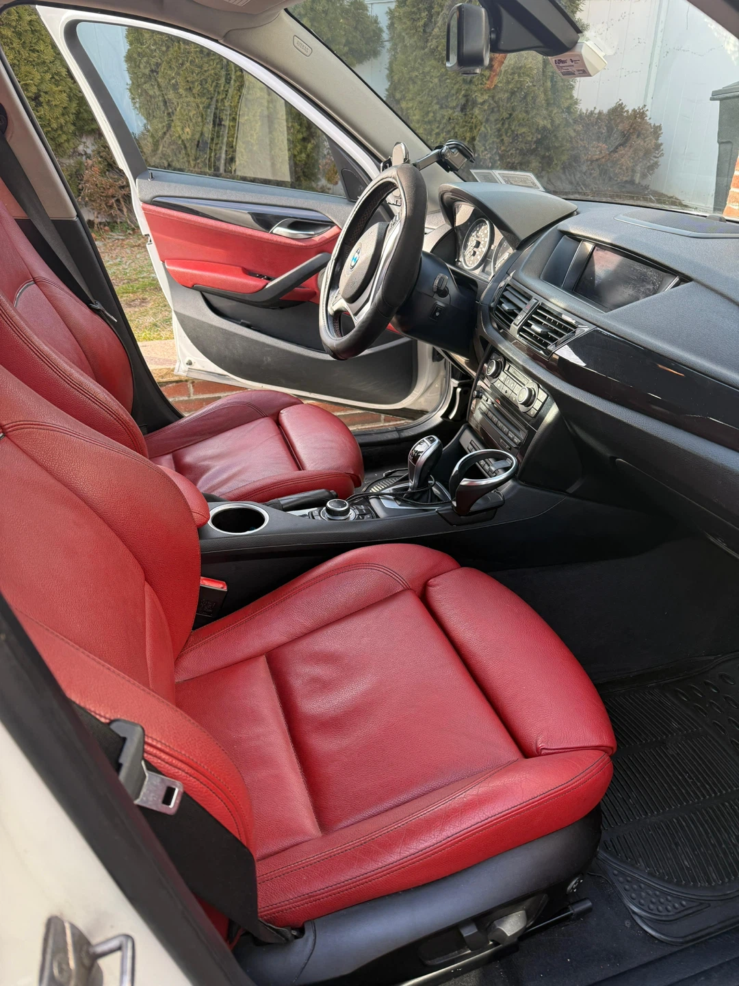 BMW X1 White SUV with Red Interior 2014