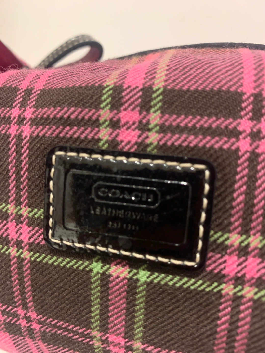 🩷🎀 PRICE FIRM Coach Pink Plaid Wool Mini Handbag 🎀🩷 - photo 3