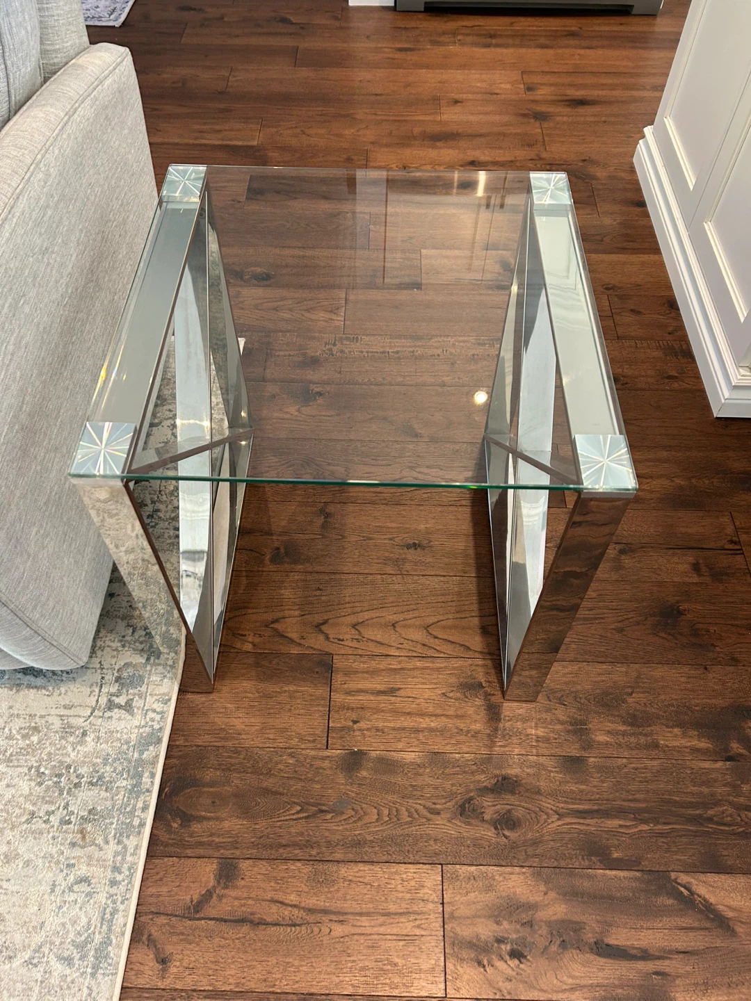Glass & Chrome End Table - photo 2