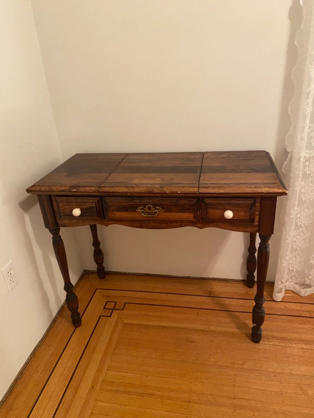 Vintage Wooden Vanity Table with Mirror - photo 2