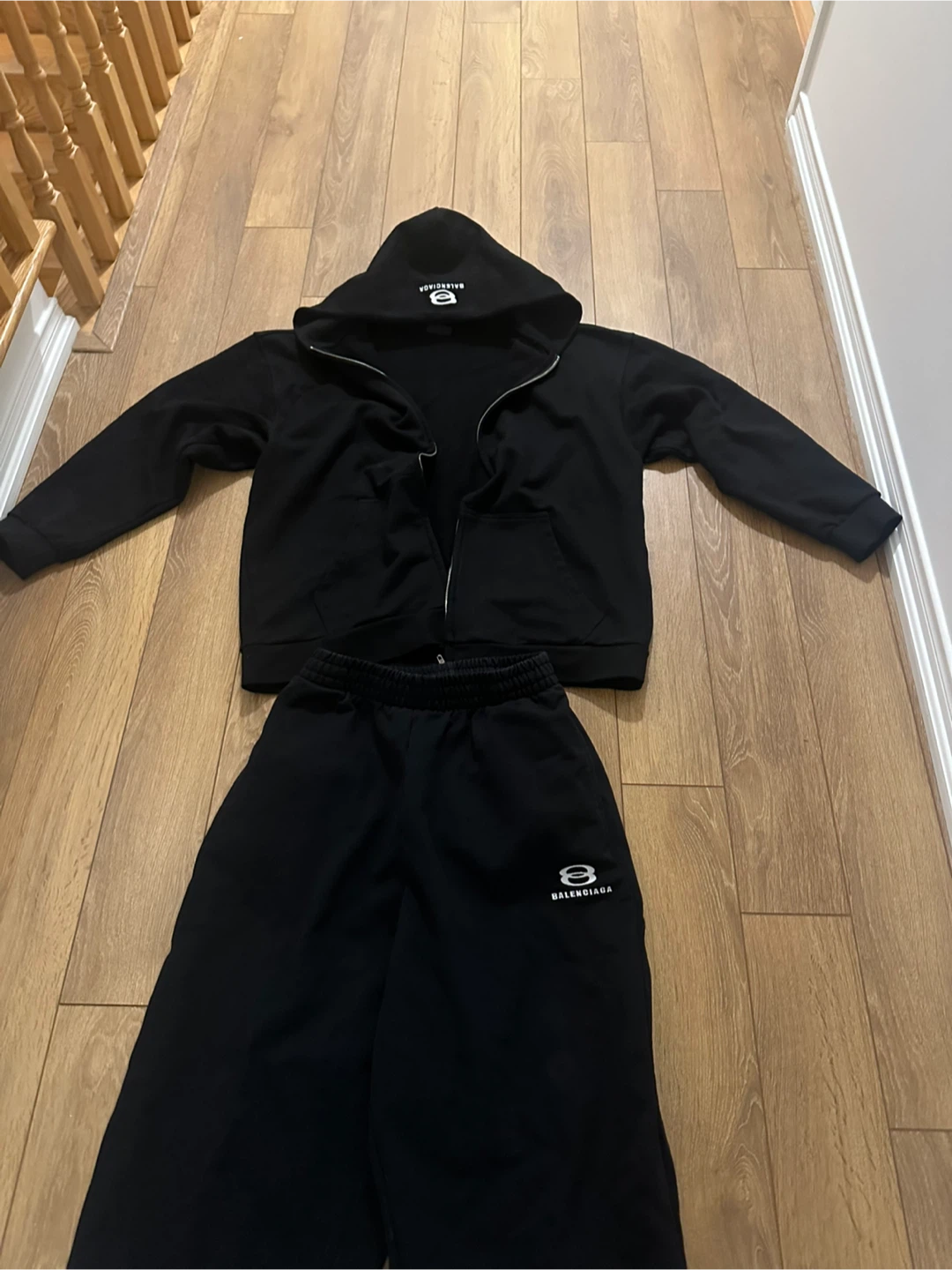 Balenciaga Black Hoodie & Sweatpants Set - Size S