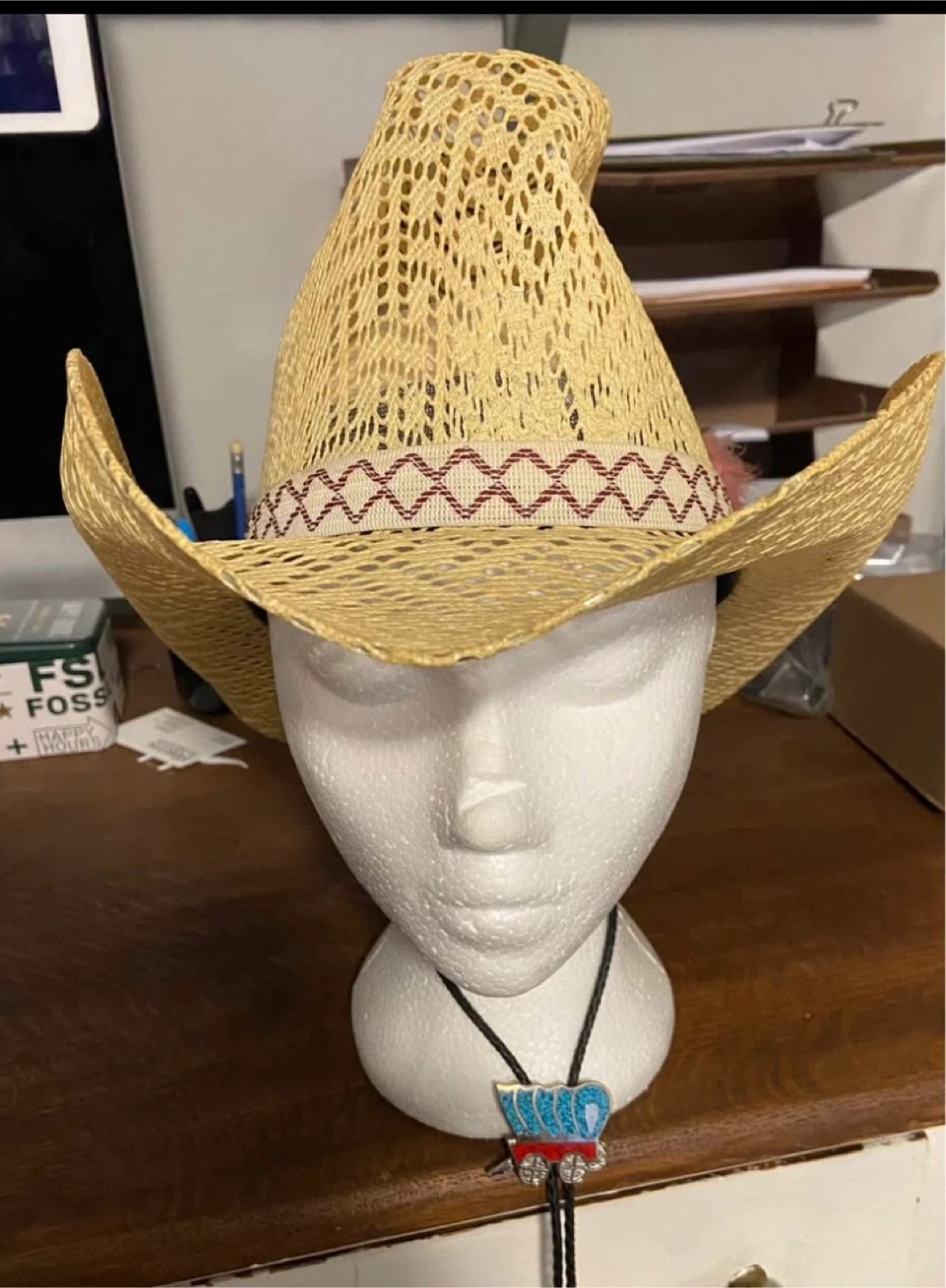 Women cowboy hat and bolo tie  Hat Size 7 USA