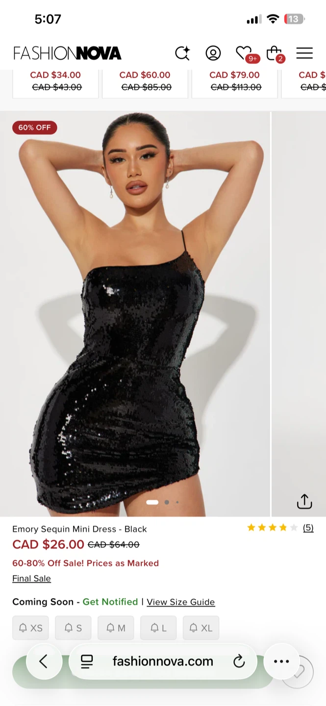New Fashion Nova Black Sequin Mini Dress. - photo 3