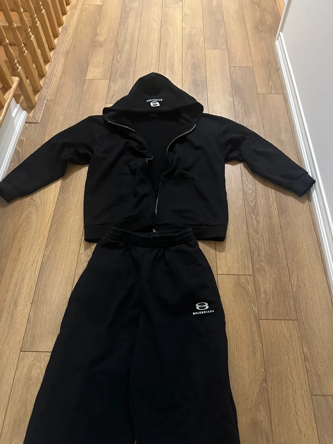 Balenciaga Black Hoodie & Sweatpants Set - Size S