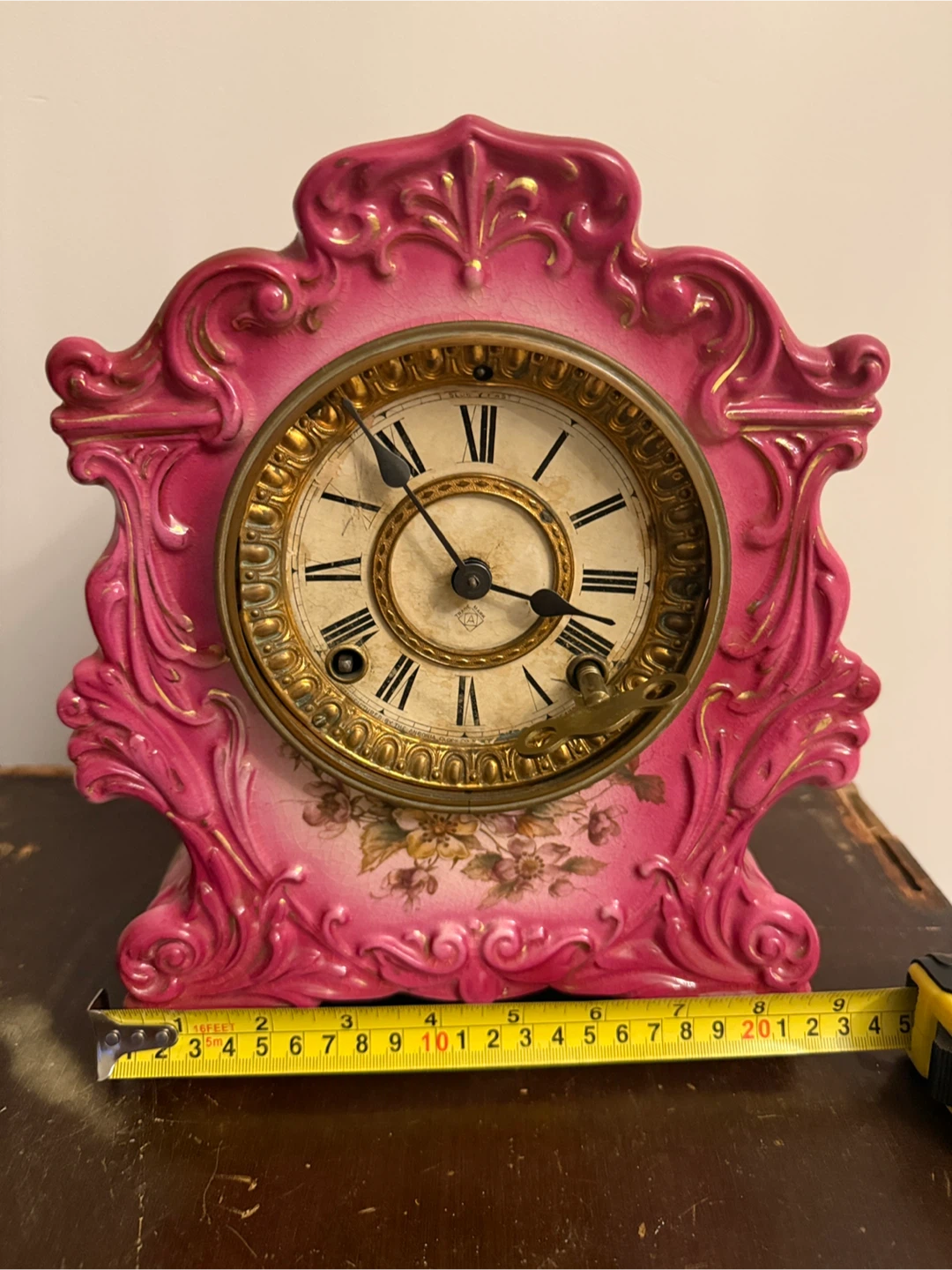 “Ansonia Trump” porcelain Clock Pink Color