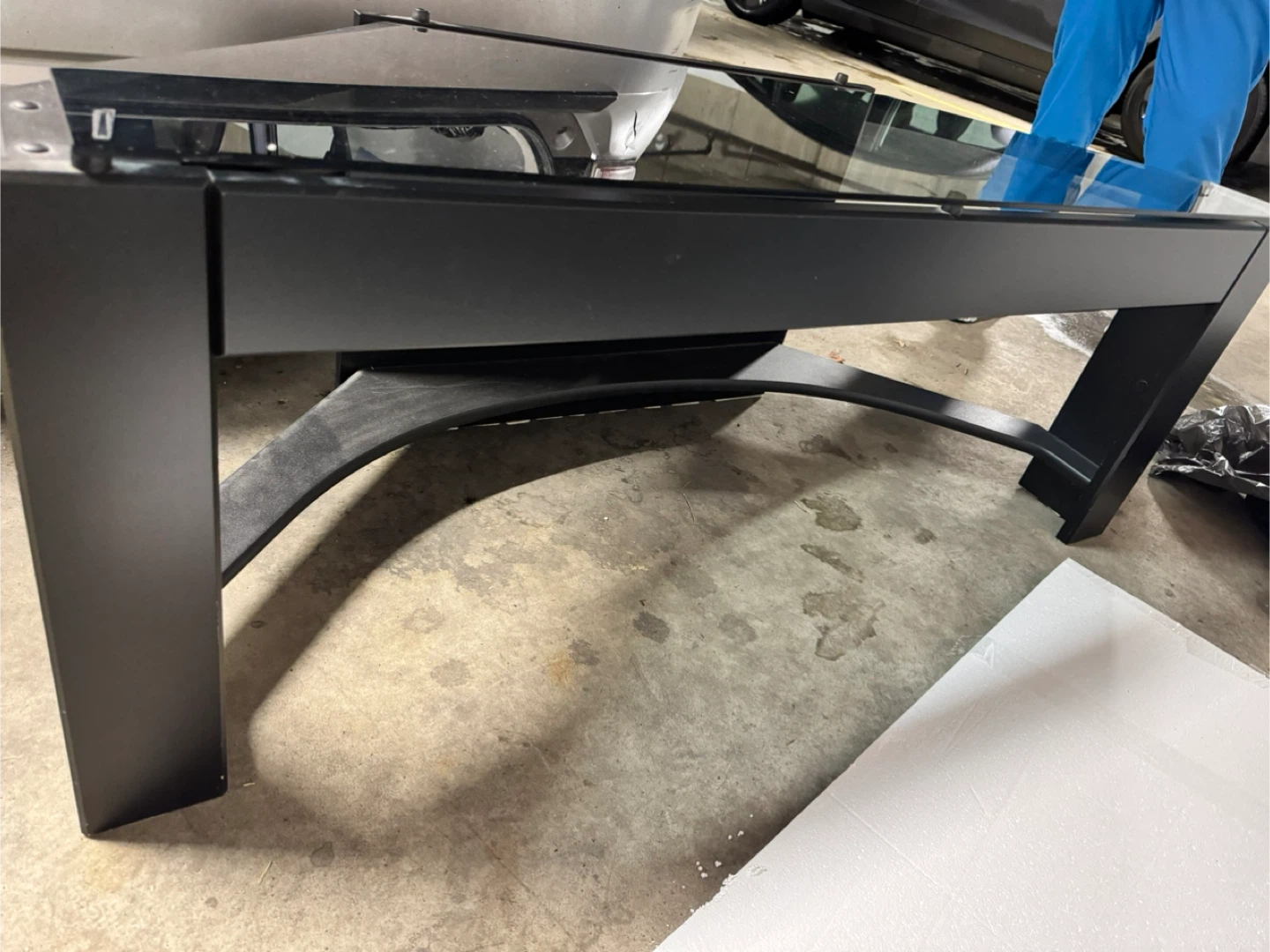 Black tv stand with glass top