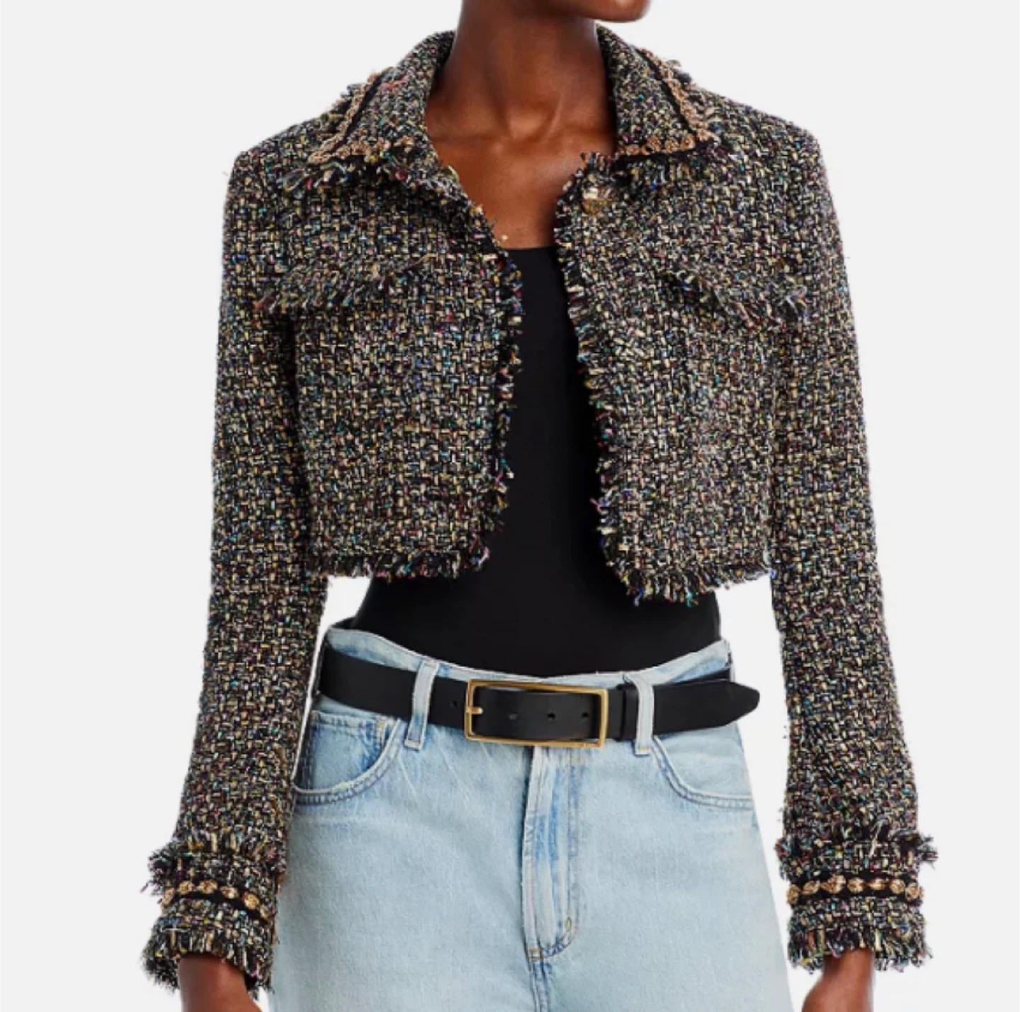 NEW! Cinq a Sept 'Odette' Cropped Confetti Tweed Jacket
