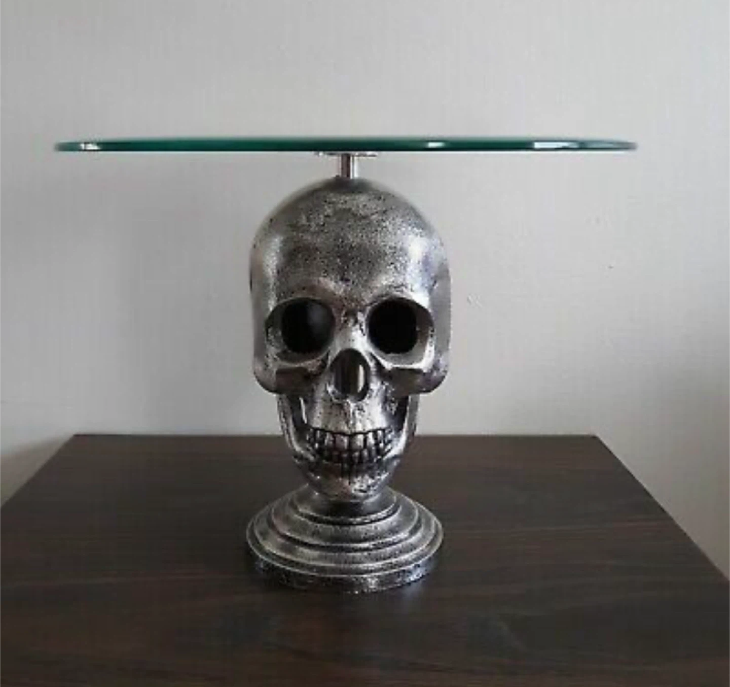 Skull Cake Stand Metal Glass