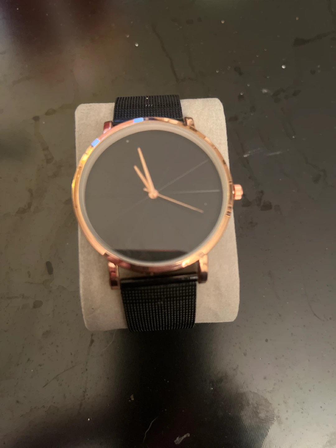 Rose Gold Watch with Black Band