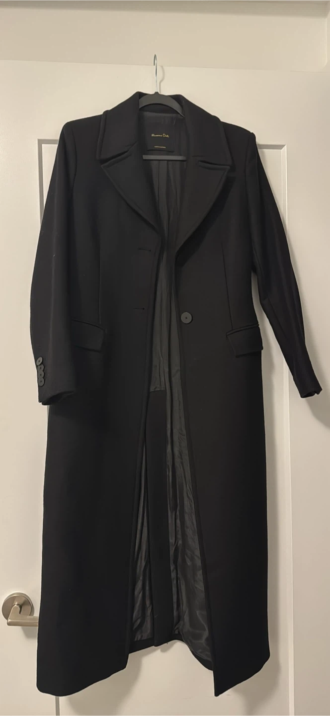 Massimo Dutti Black Wool Blend Coat XS