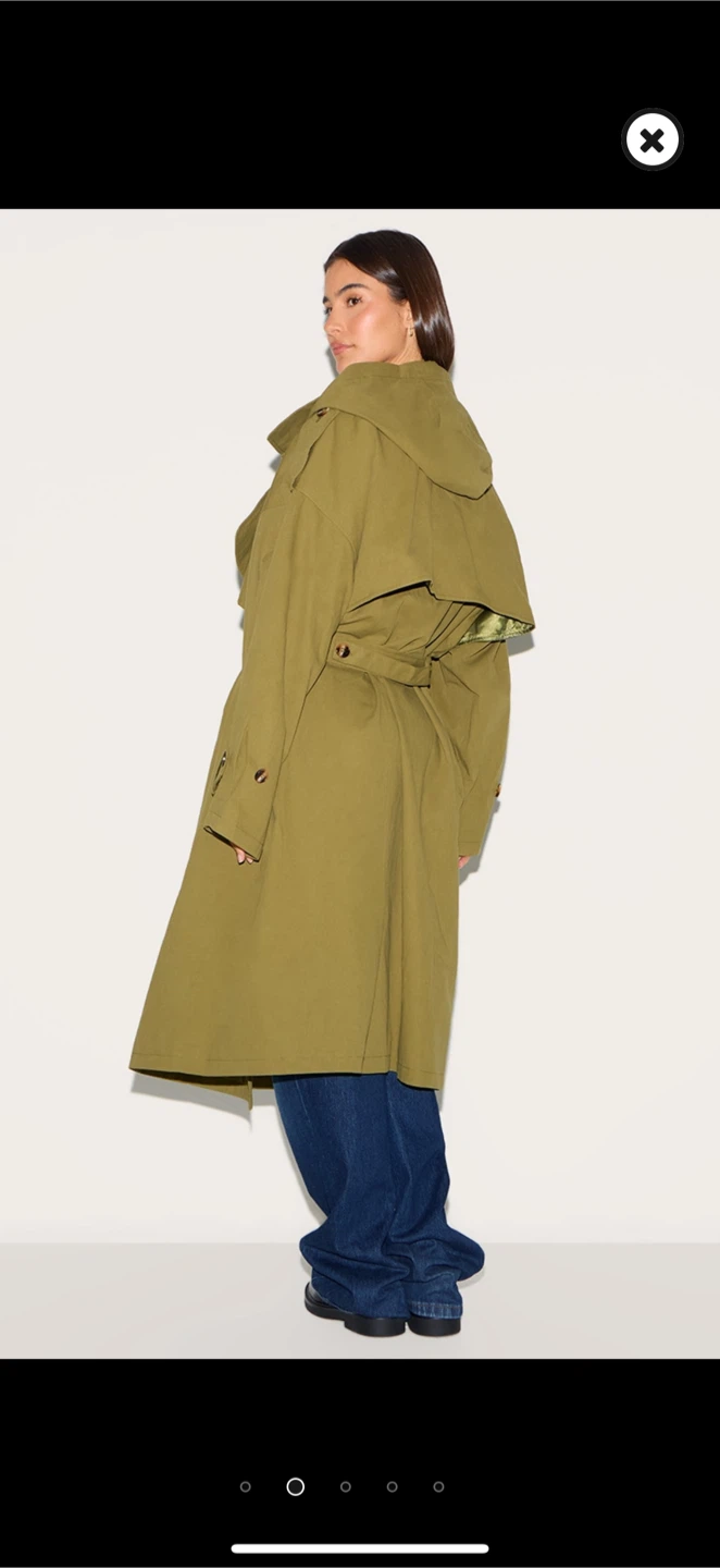Woven Hooded Oversized Trench Coat - photo 3