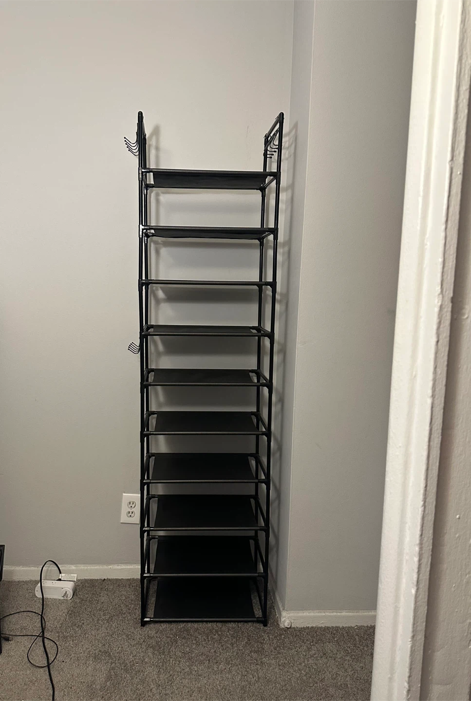 🥕 10-Tier Black Shoe Rack and storage shelf with Hooks