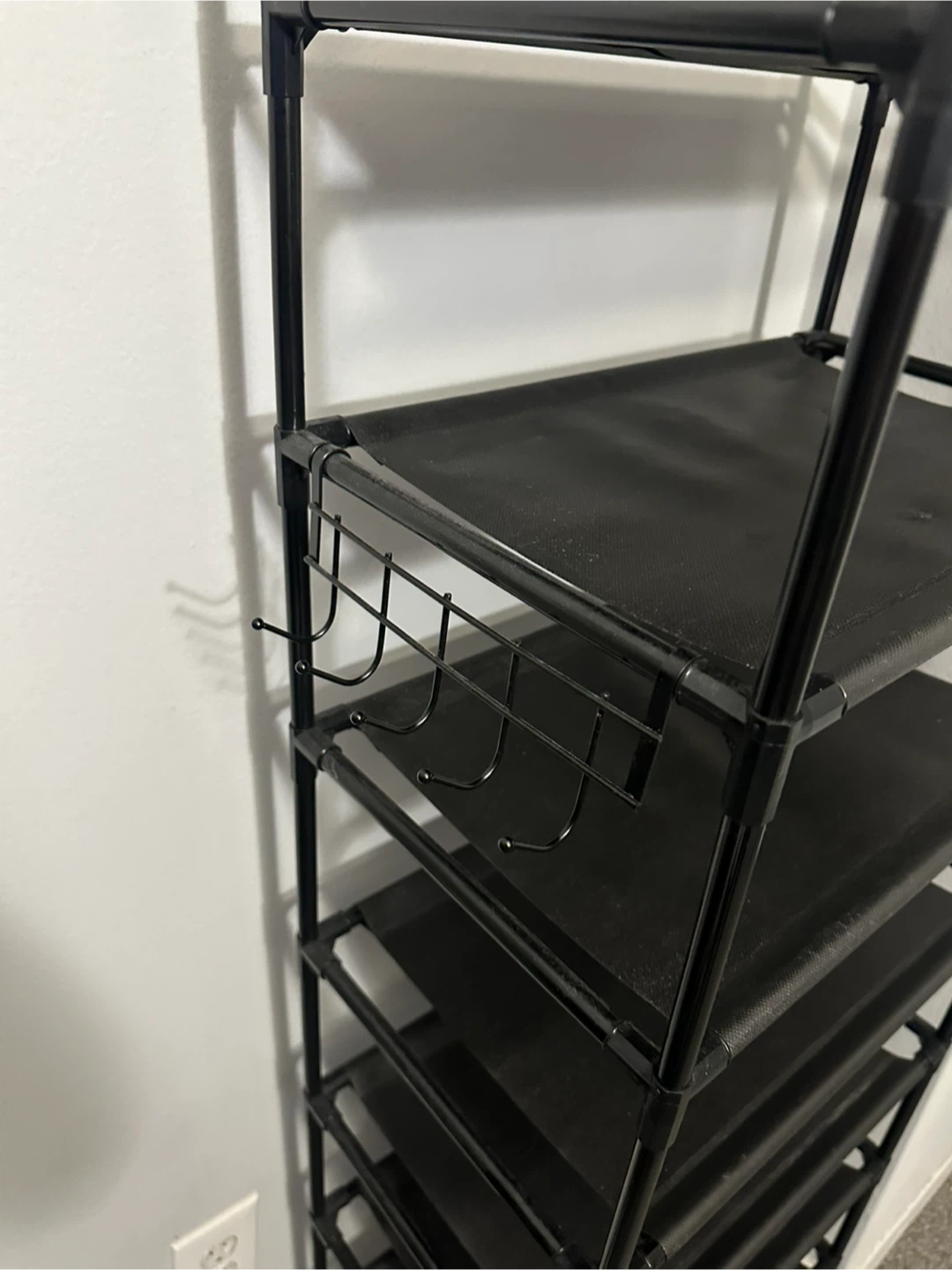 🥕 10-Tier Black Shoe Rack and storage shelf with Hooks - photo 4