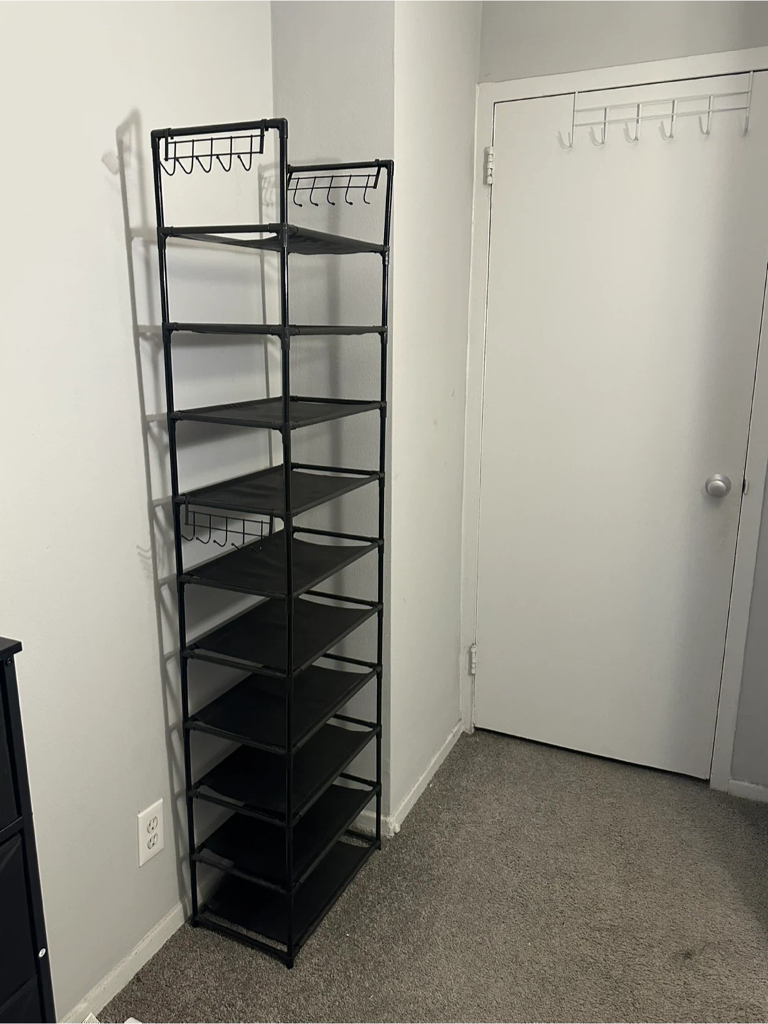 🥕 10-Tier Black Shoe Rack and storage shelf with Hooks - photo 2