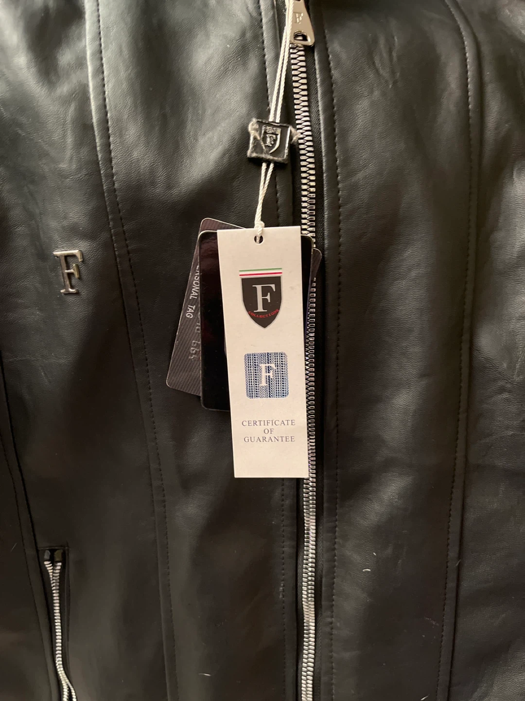 F Collections Black Leather Jacket - Size M - photo 2