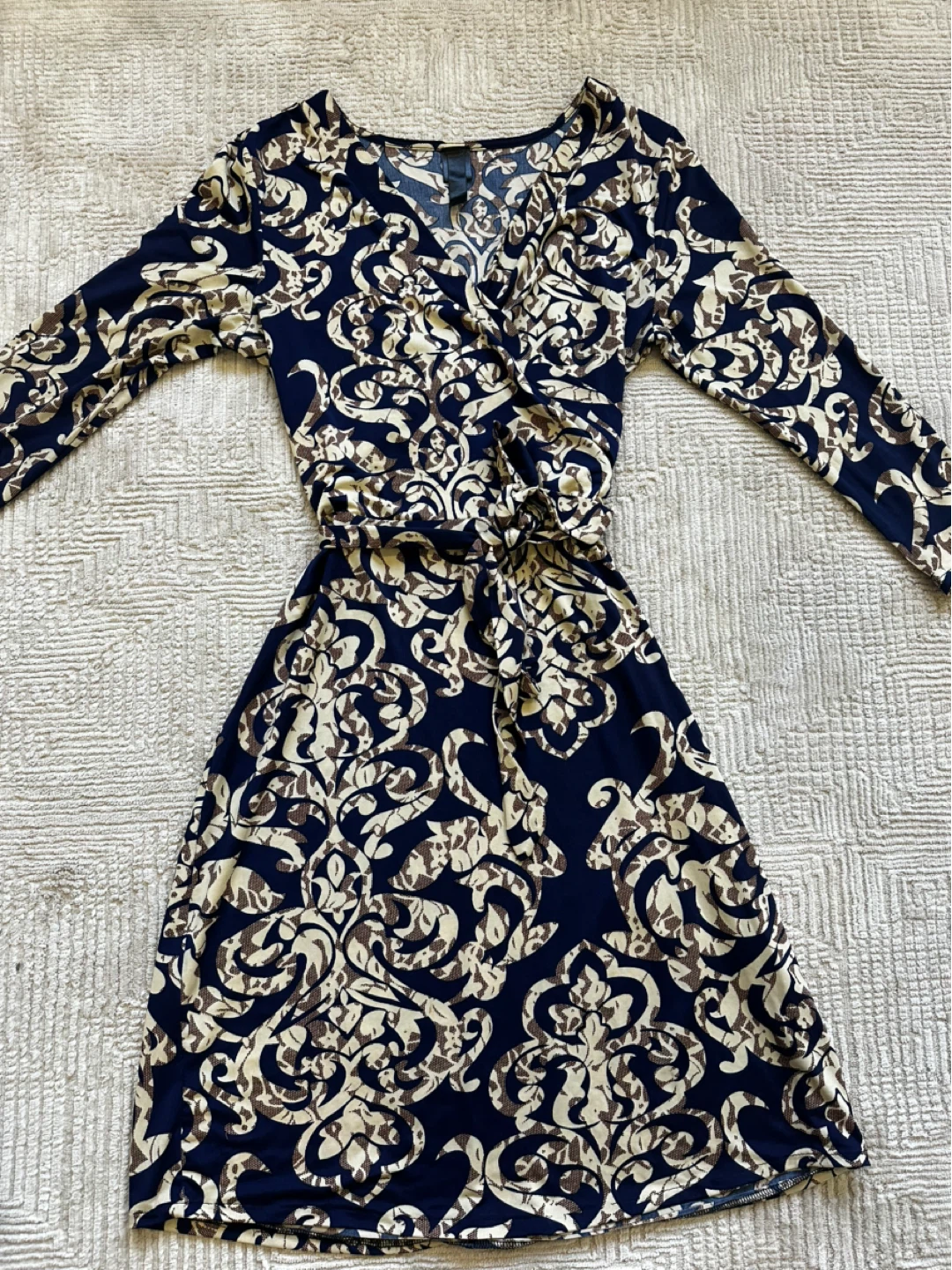 Blue Patterned Wrap Dress
