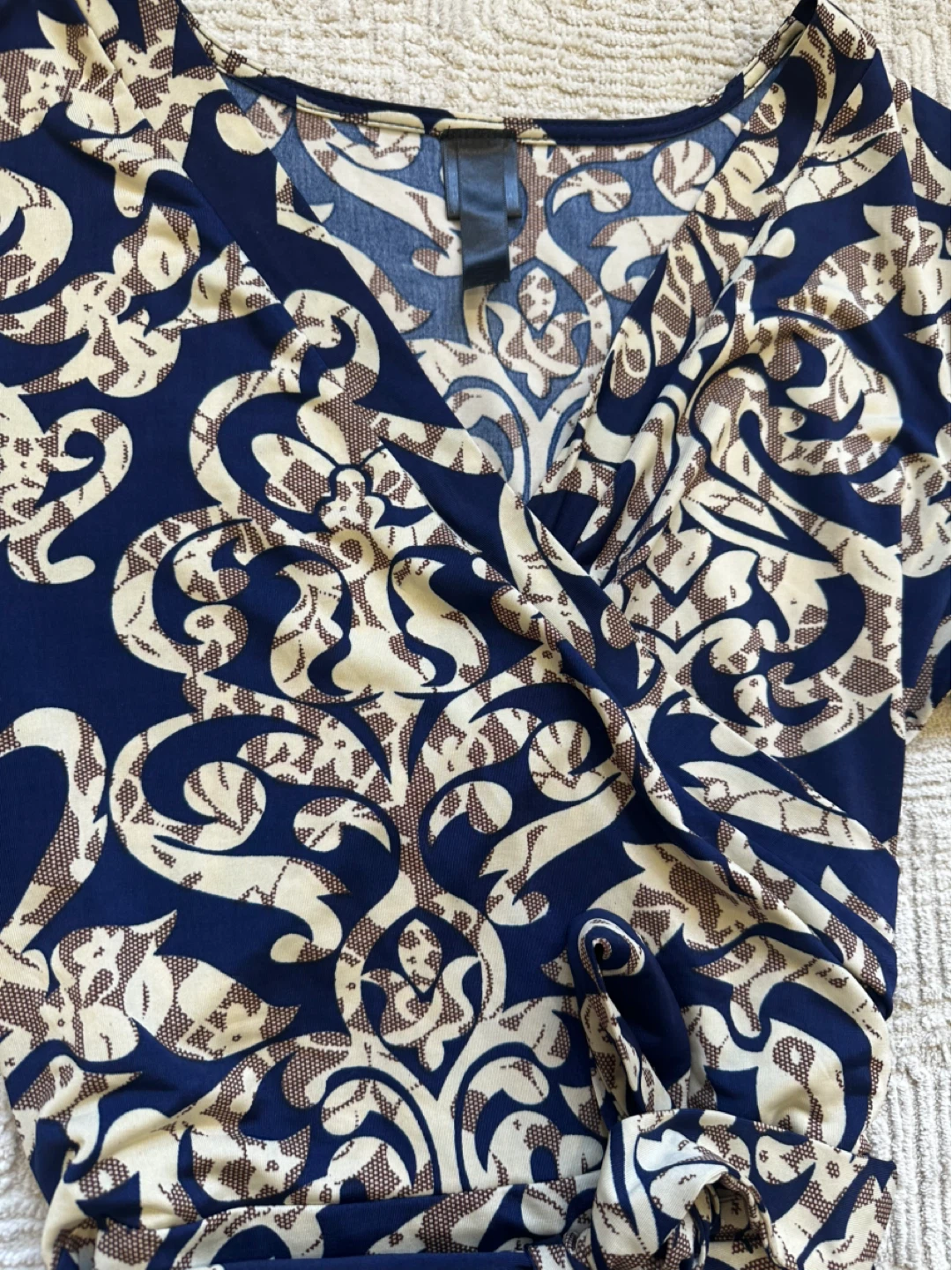 Blue Patterned Wrap Dress - photo 3