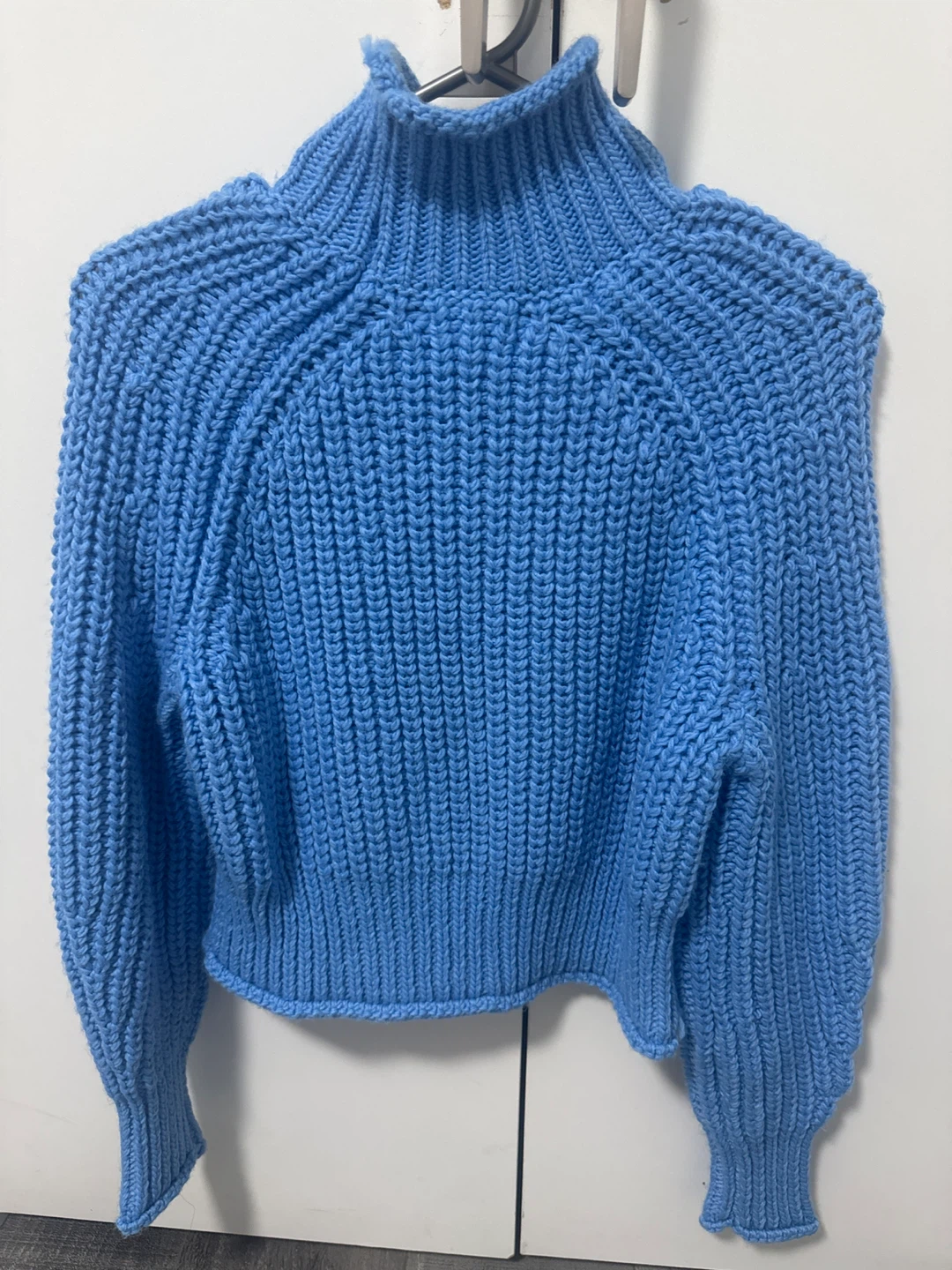 Blue Knit Turtleneck Sweater