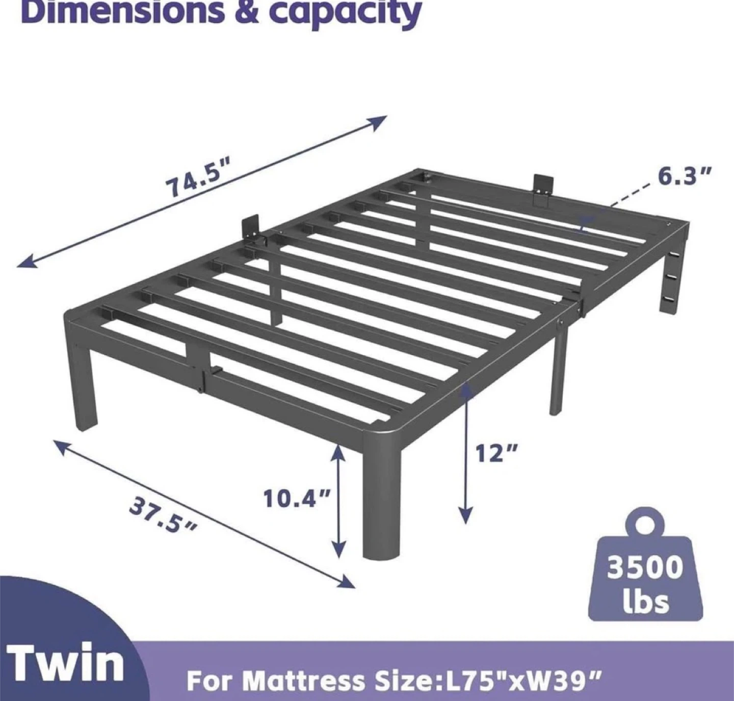 Twin Size Metal Bed Frame - photo 2