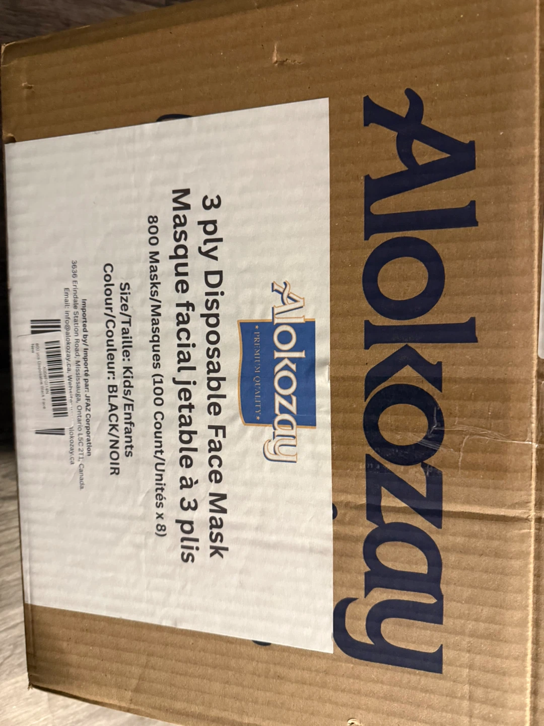 Alokozay 3-Ply Black Disposable Face Masks - 800 Count - photo 2