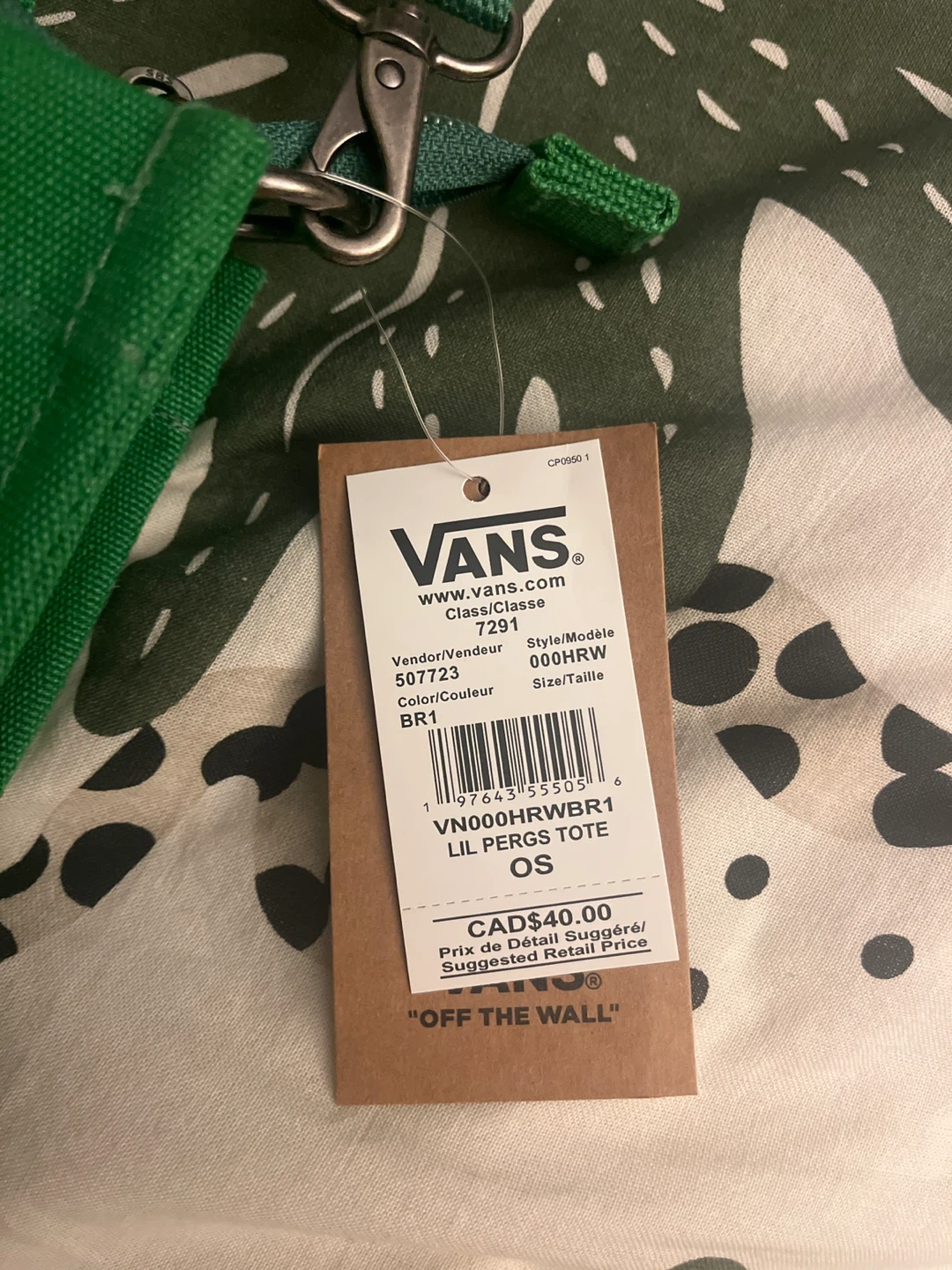 Vans Lil Pergs Tote Bag - Green, New - photo 2