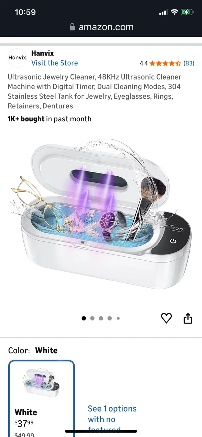 New Ultrasonic Jewelry Cleaner - White