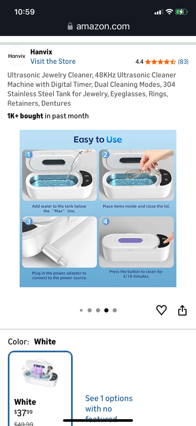 New Ultrasonic Jewelry Cleaner - White - photo 4