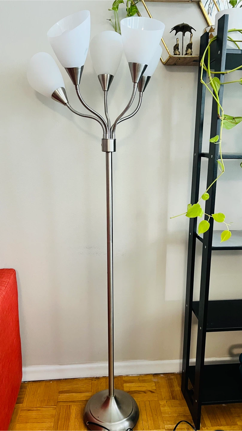 Silver Floor Lamp with 5 Lights