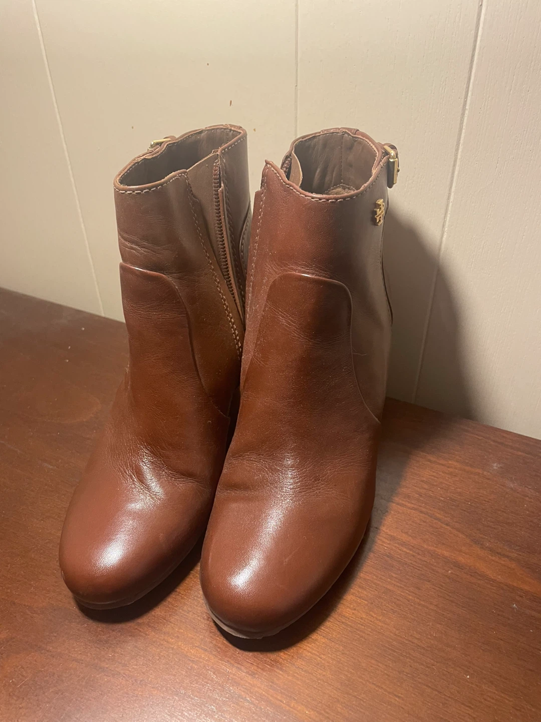 Tory Burch Brown Leather Wedge Booties - Size 6M