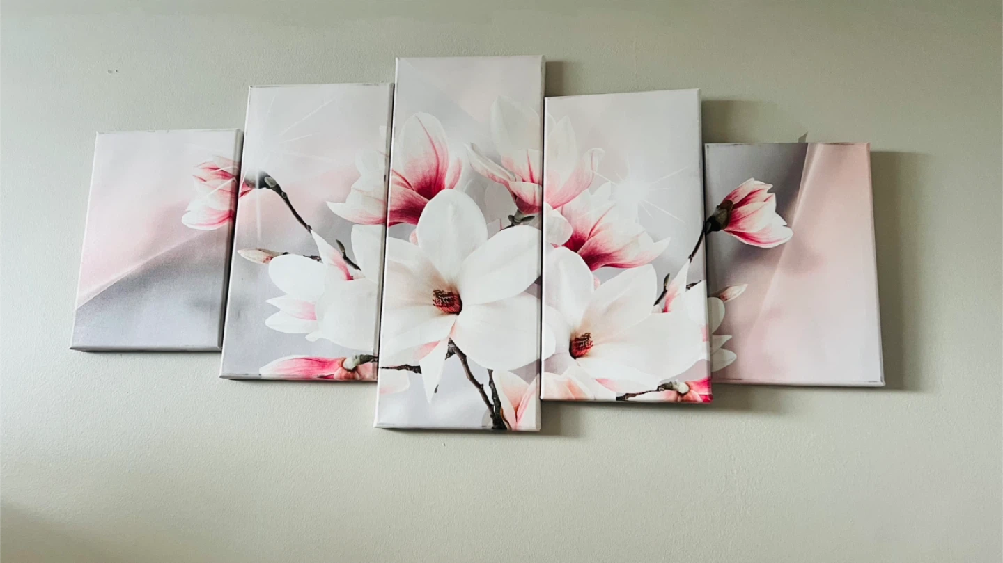 5 Piece Magnolia Canvas Art