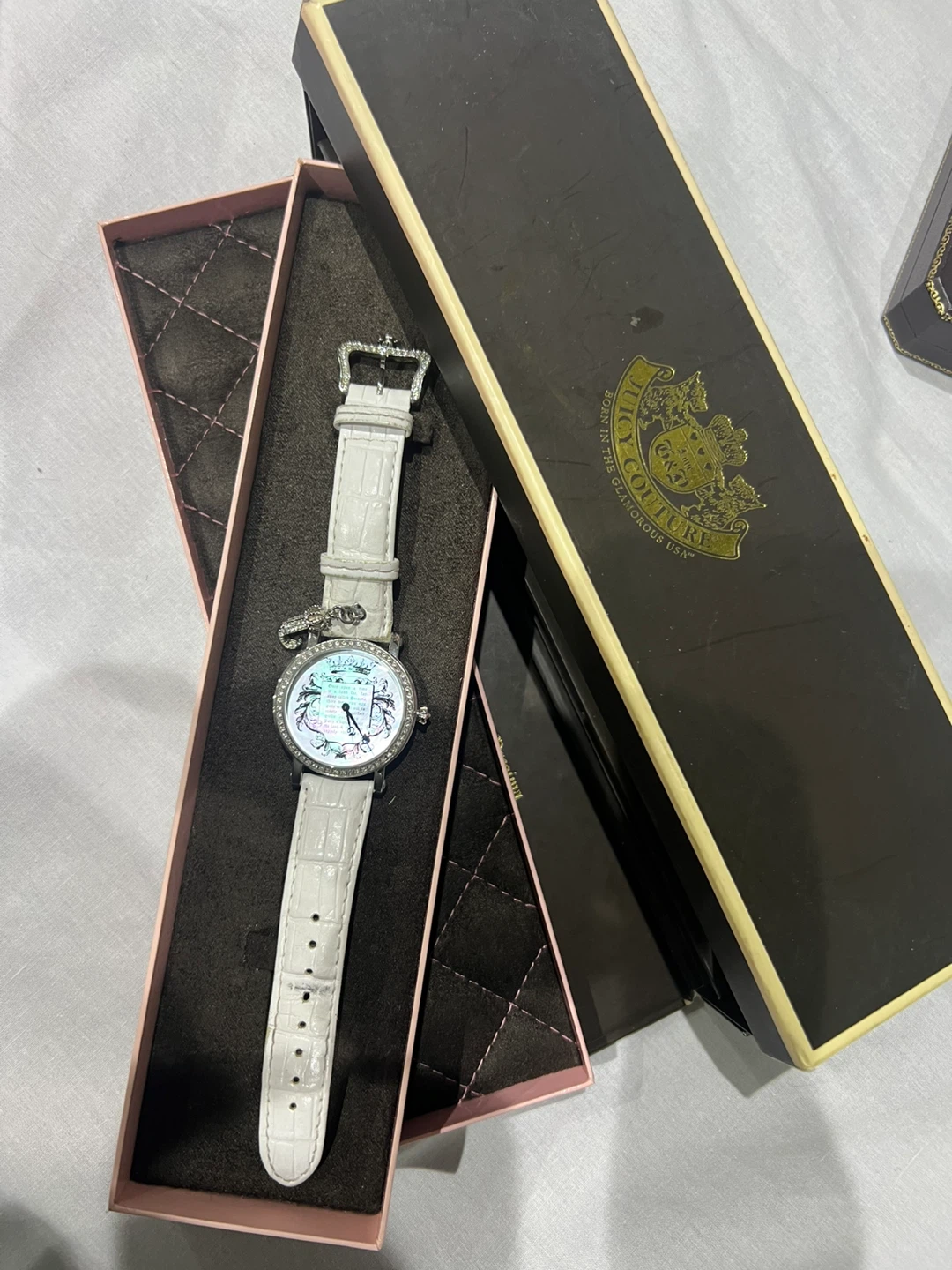 Juicy Couture White Leather Watch with Box