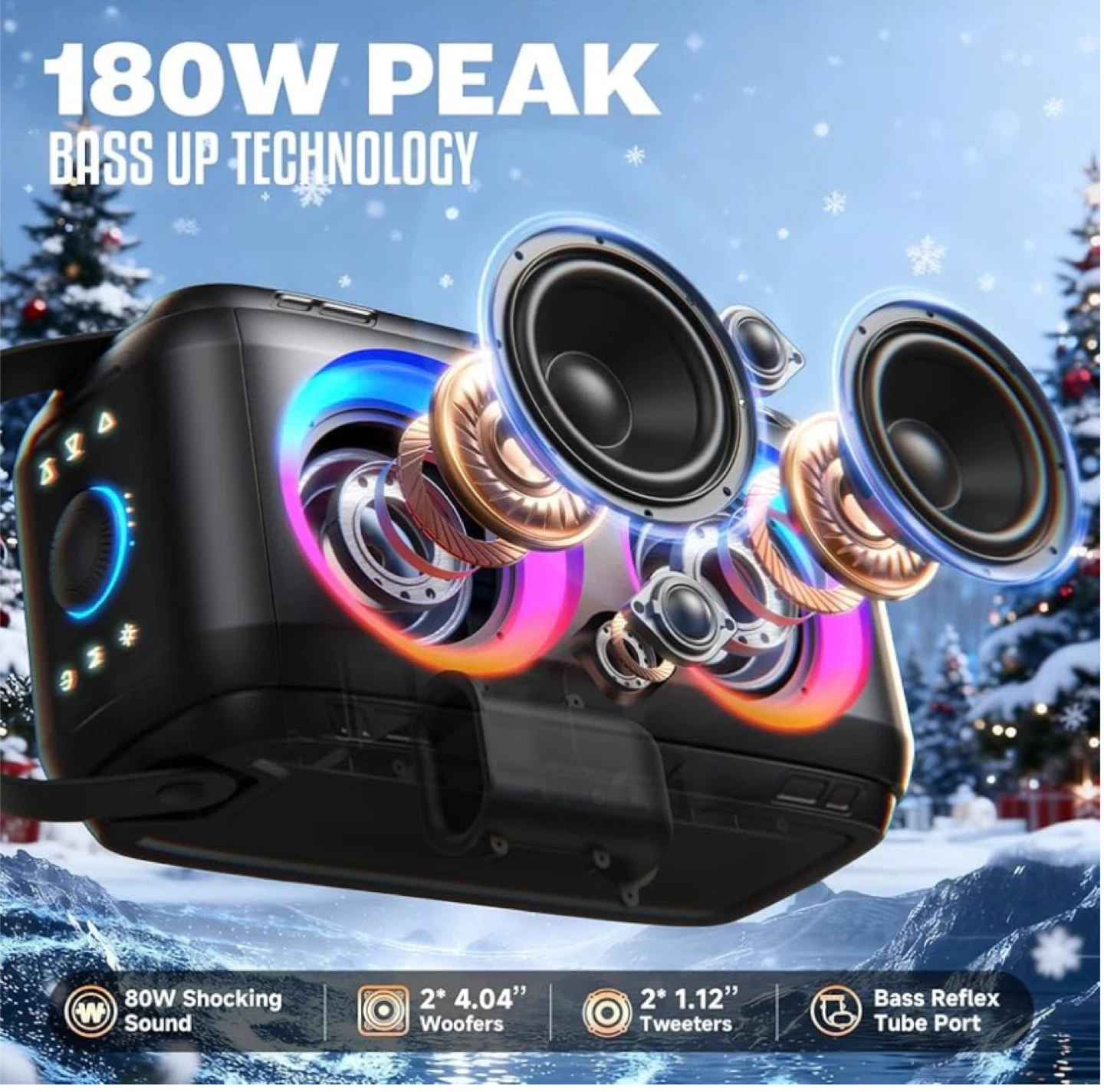 W-KING T9-2,Bluetooth Speaker Loud, 180W Peak Party - photo 2
