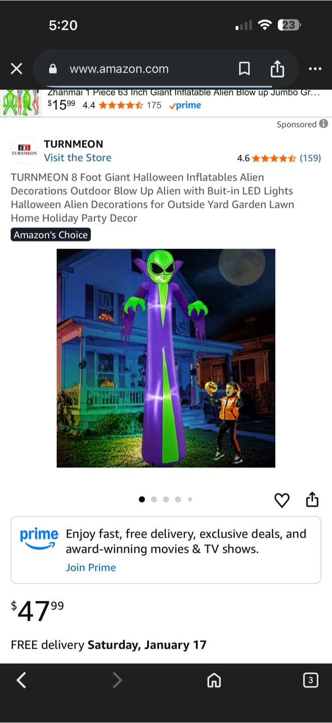 TURNMEON 8 Foot Giant Halloween Inflatable Alien