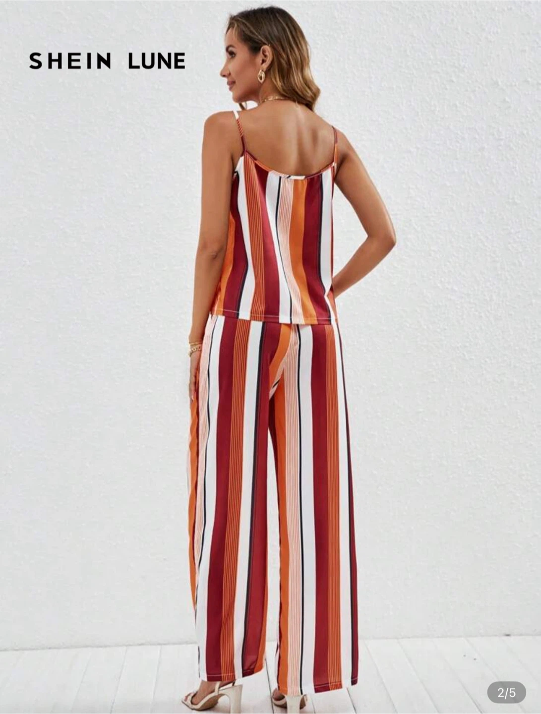 Shein Lune Striped Cami Top & Wide Leg Pants Set - photo 2