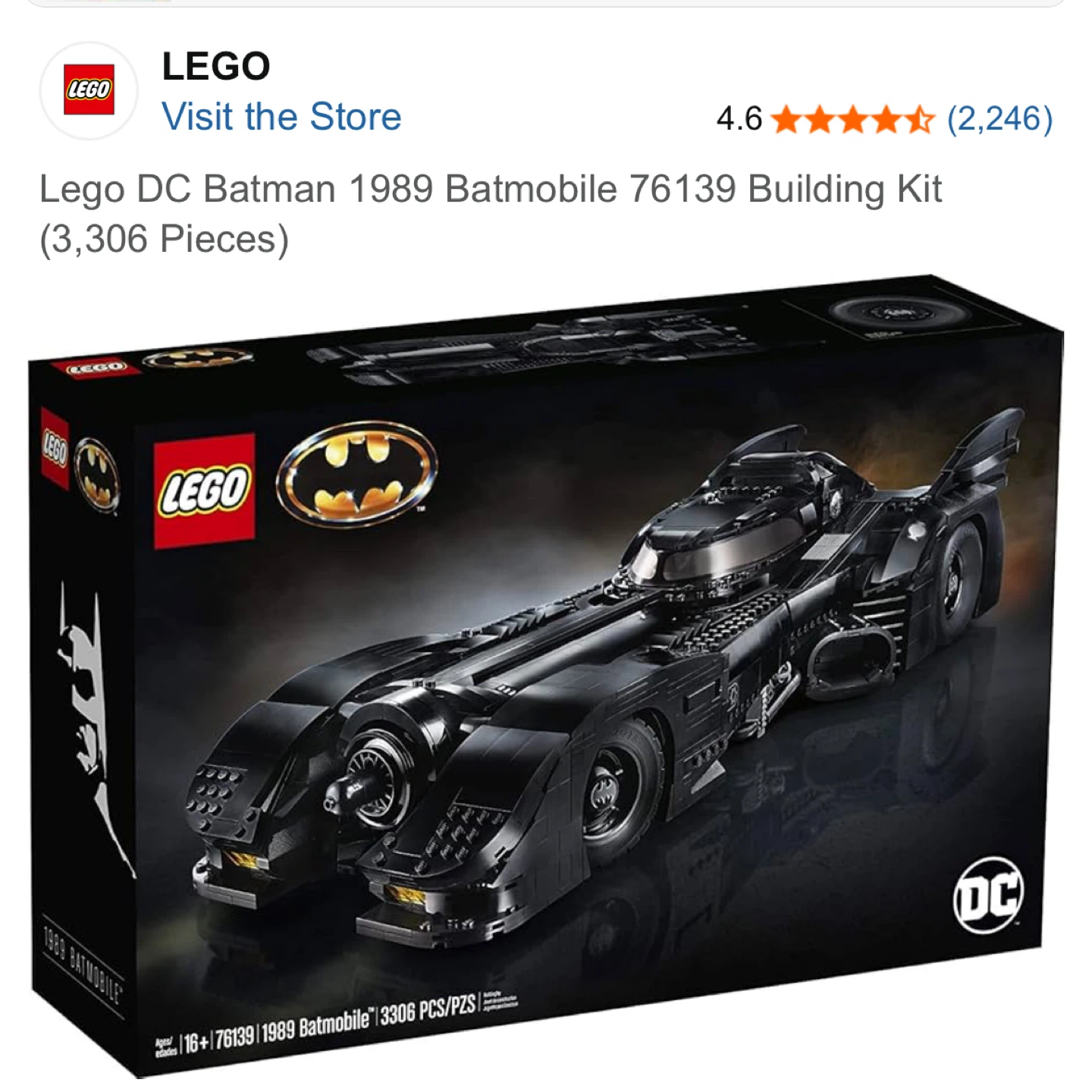 Brand New RARE LEGO DC Batman 1989 Batmobile 76139 Building Kit